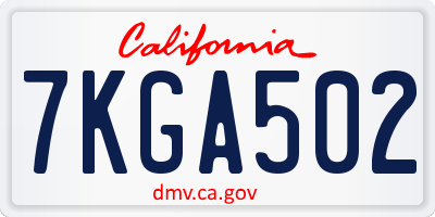 CA license plate 7KGA502