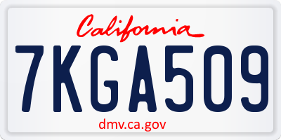 CA license plate 7KGA509
