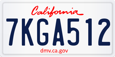 CA license plate 7KGA512
