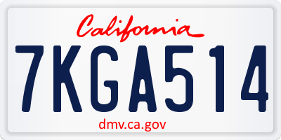 CA license plate 7KGA514