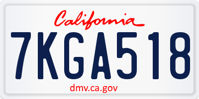 CA license plate 7KGA518