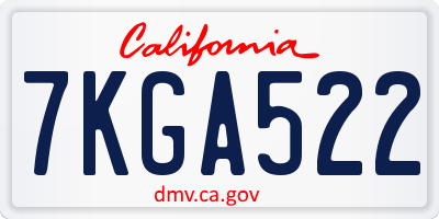 CA license plate 7KGA522
