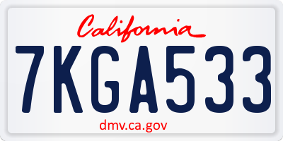 CA license plate 7KGA533