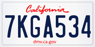 CA license plate 7KGA534