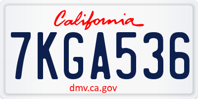 CA license plate 7KGA536