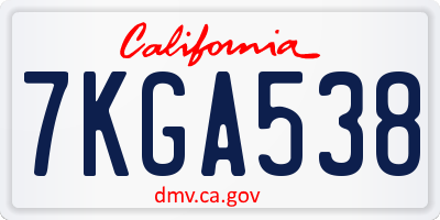 CA license plate 7KGA538