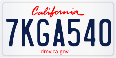 CA license plate 7KGA540