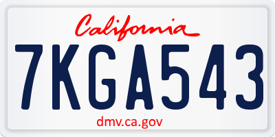 CA license plate 7KGA543