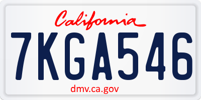 CA license plate 7KGA546