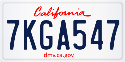 CA license plate 7KGA547