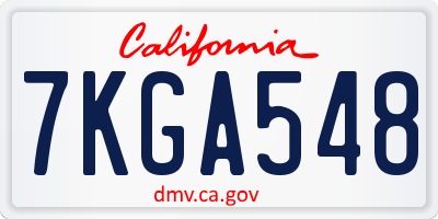 CA license plate 7KGA548