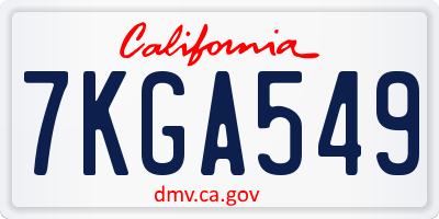 CA license plate 7KGA549