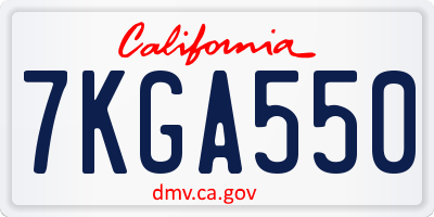 CA license plate 7KGA550