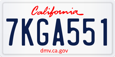 CA license plate 7KGA551