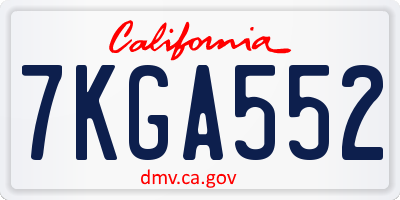 CA license plate 7KGA552