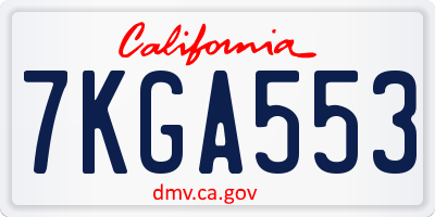CA license plate 7KGA553