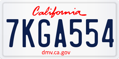 CA license plate 7KGA554