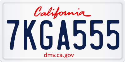 CA license plate 7KGA555