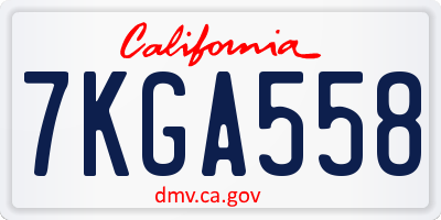 CA license plate 7KGA558