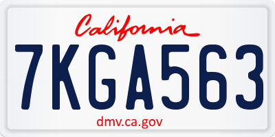 CA license plate 7KGA563