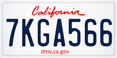 CA license plate 7KGA566