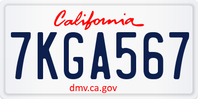 CA license plate 7KGA567