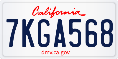 CA license plate 7KGA568