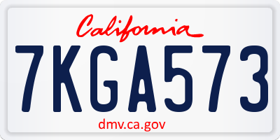 CA license plate 7KGA573