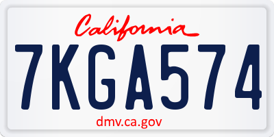 CA license plate 7KGA574