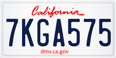 CA license plate 7KGA575