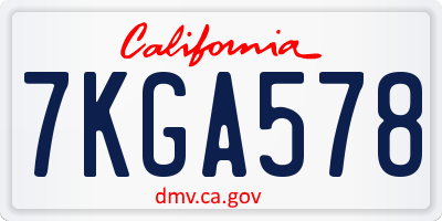 CA license plate 7KGA578