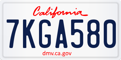 CA license plate 7KGA580