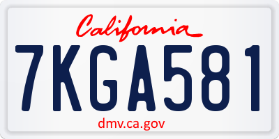 CA license plate 7KGA581