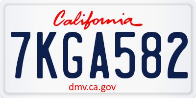 CA license plate 7KGA582