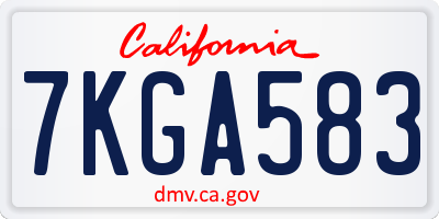 CA license plate 7KGA583