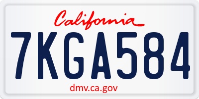 CA license plate 7KGA584