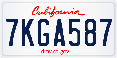 CA license plate 7KGA587