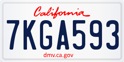 CA license plate 7KGA593