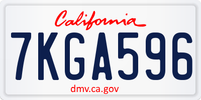 CA license plate 7KGA596