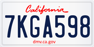 CA license plate 7KGA598