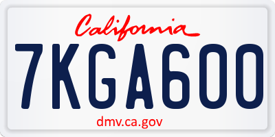 CA license plate 7KGA600