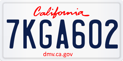 CA license plate 7KGA602