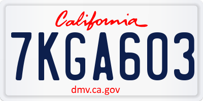 CA license plate 7KGA603