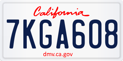 CA license plate 7KGA608