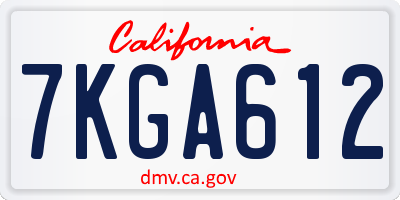 CA license plate 7KGA612