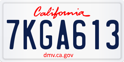 CA license plate 7KGA613
