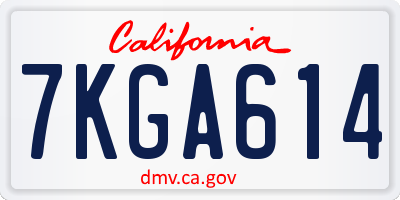 CA license plate 7KGA614