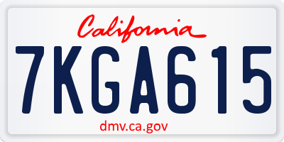 CA license plate 7KGA615