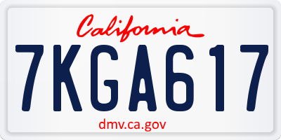 CA license plate 7KGA617