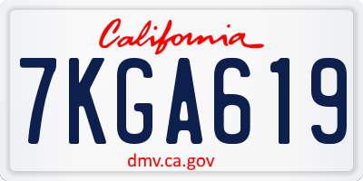 CA license plate 7KGA619